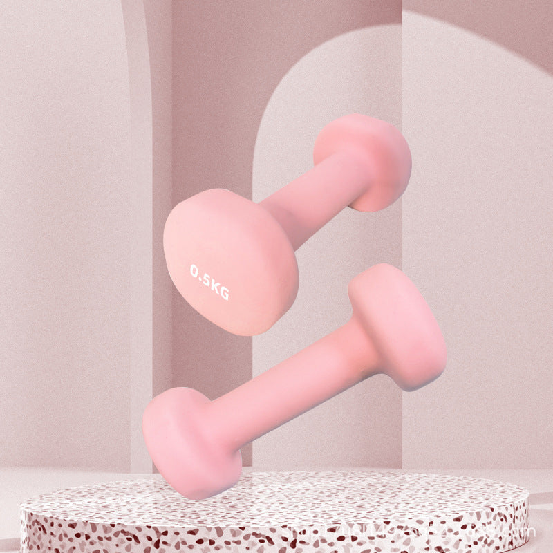 Plastic-coated dumbbells for women, fitness, home use, boys, teenagers, primary school students, children, solid cast iron, pure iron, mini dumbbells