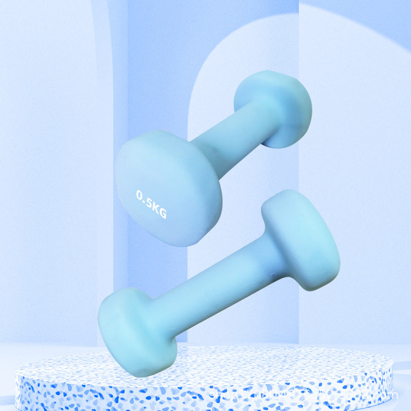 Plastic-coated dumbbells for women, fitness, home use, boys, teenagers, primary school students, children, solid cast iron, pure iron, mini dumbbells