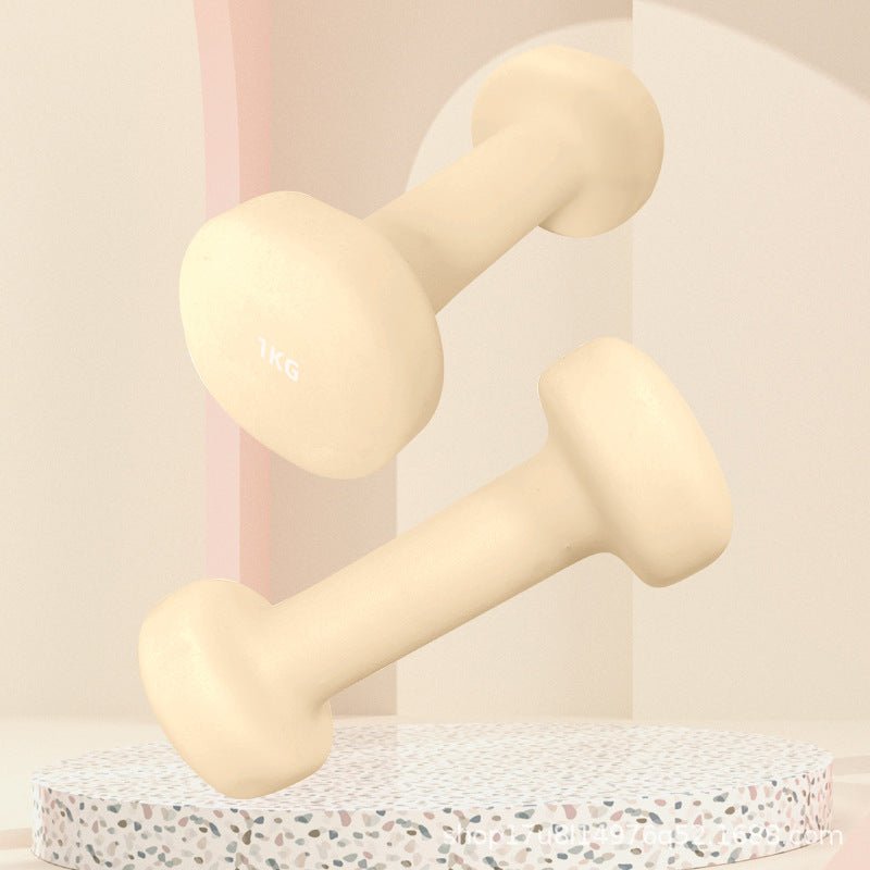 Yoga fitness flat head frosted dipped plastic dumbbells for men and women, home exercise equipment, solid cast iron dumbbells - Relavora